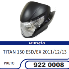 Carenagem Farol Completa Compatível Titan-150 2011/2013 (Preto) Sportive